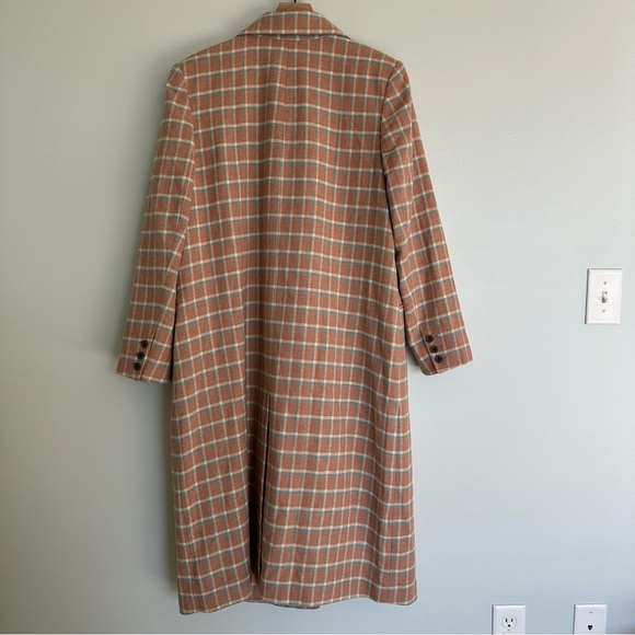 Something Navy Single Breasted Wool Blend Plaid Overcoat - Picture 12 of 12